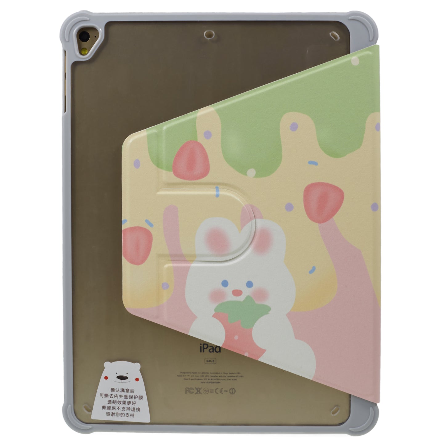 for iPad 9.7-inch (2017) / (2018) / iPad Pro 9.7 inch (2016) Printed Case PU Leather Tablet Cover with Pencil Slot - Rabbit