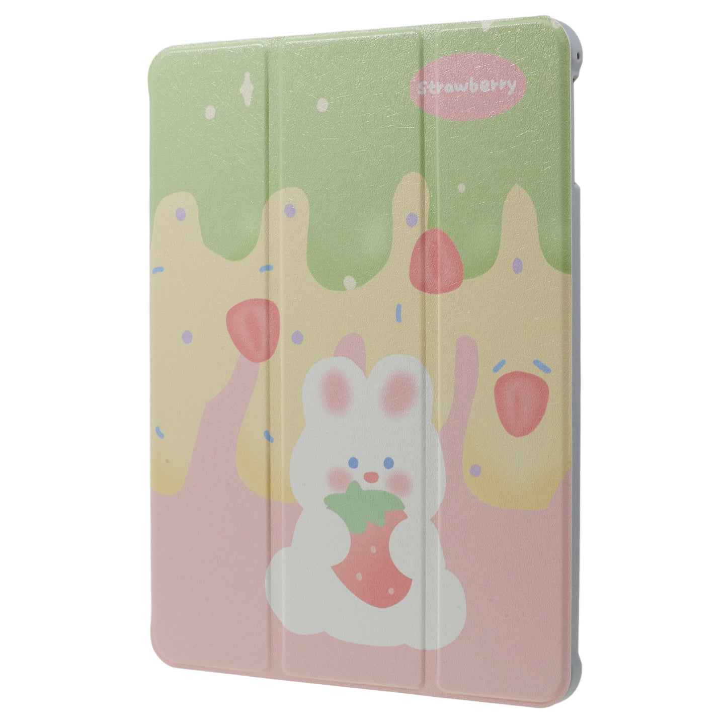 for iPad 9.7-inch (2017) / (2018) / iPad Pro 9.7 inch (2016) Printed Case PU Leather Tablet Cover with Pencil Slot - Rabbit