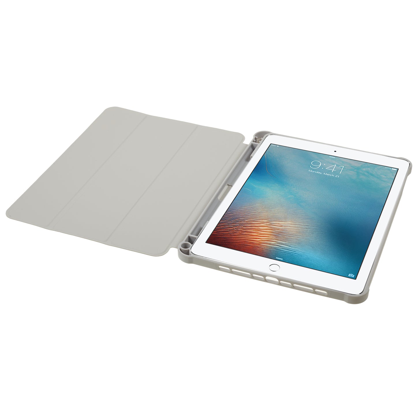 for iPad 9.7-inch (2017) / (2018) / iPad Pro 9.7 inch (2016) Printed Case PU Leather Tablet Cover with Pencil Slot - Rabbit