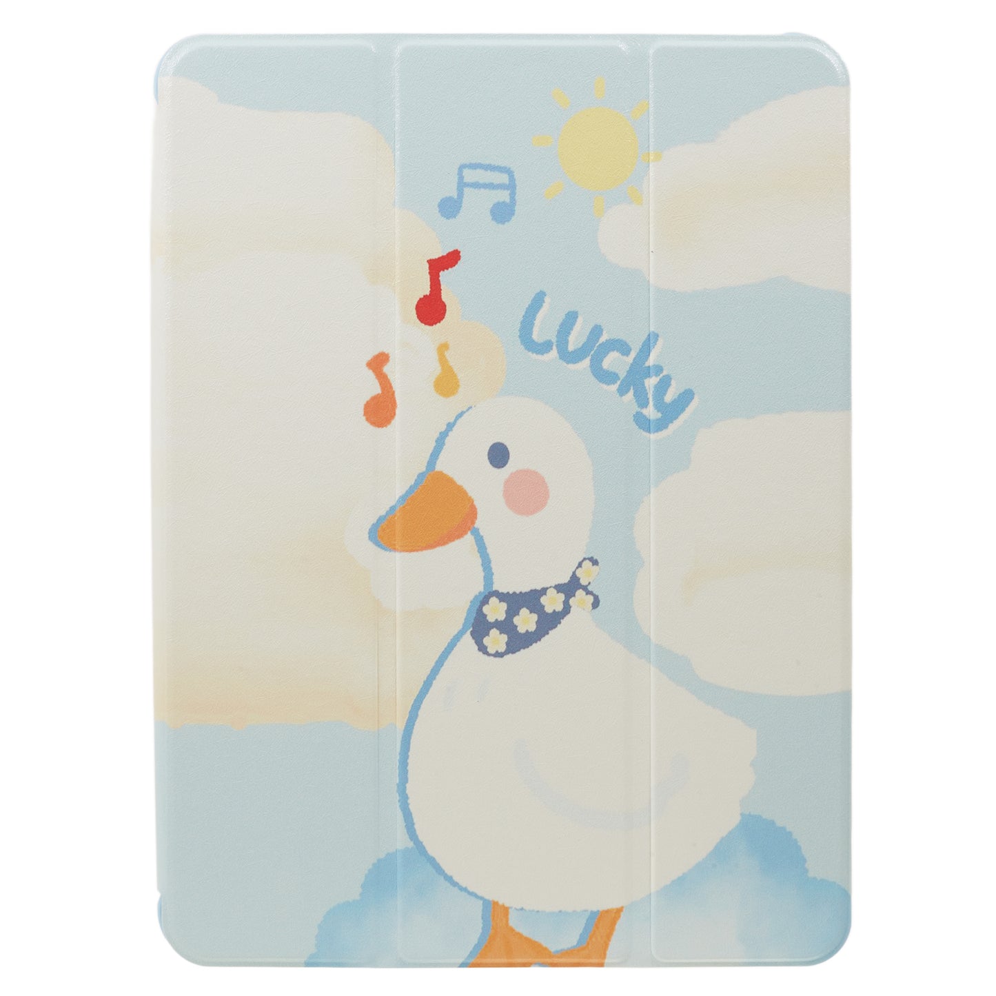 for iPad 9.7-inch (2017) / (2018) / iPad Pro 9.7 inch (2016) Printed Case PU Leather Tablet Cover with Pencil Slot - Duck