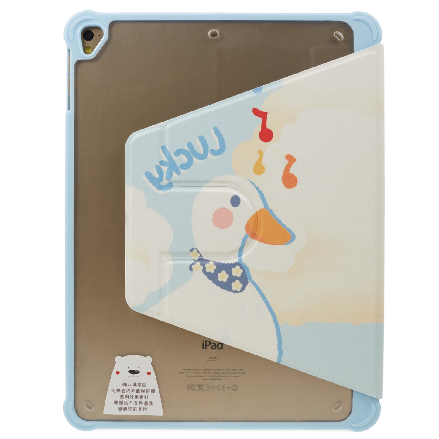 for iPad 9.7-inch (2017) / (2018) / iPad Pro 9.7 inch (2016) Printed Case PU Leather Tablet Cover with Pencil Slot - Duck