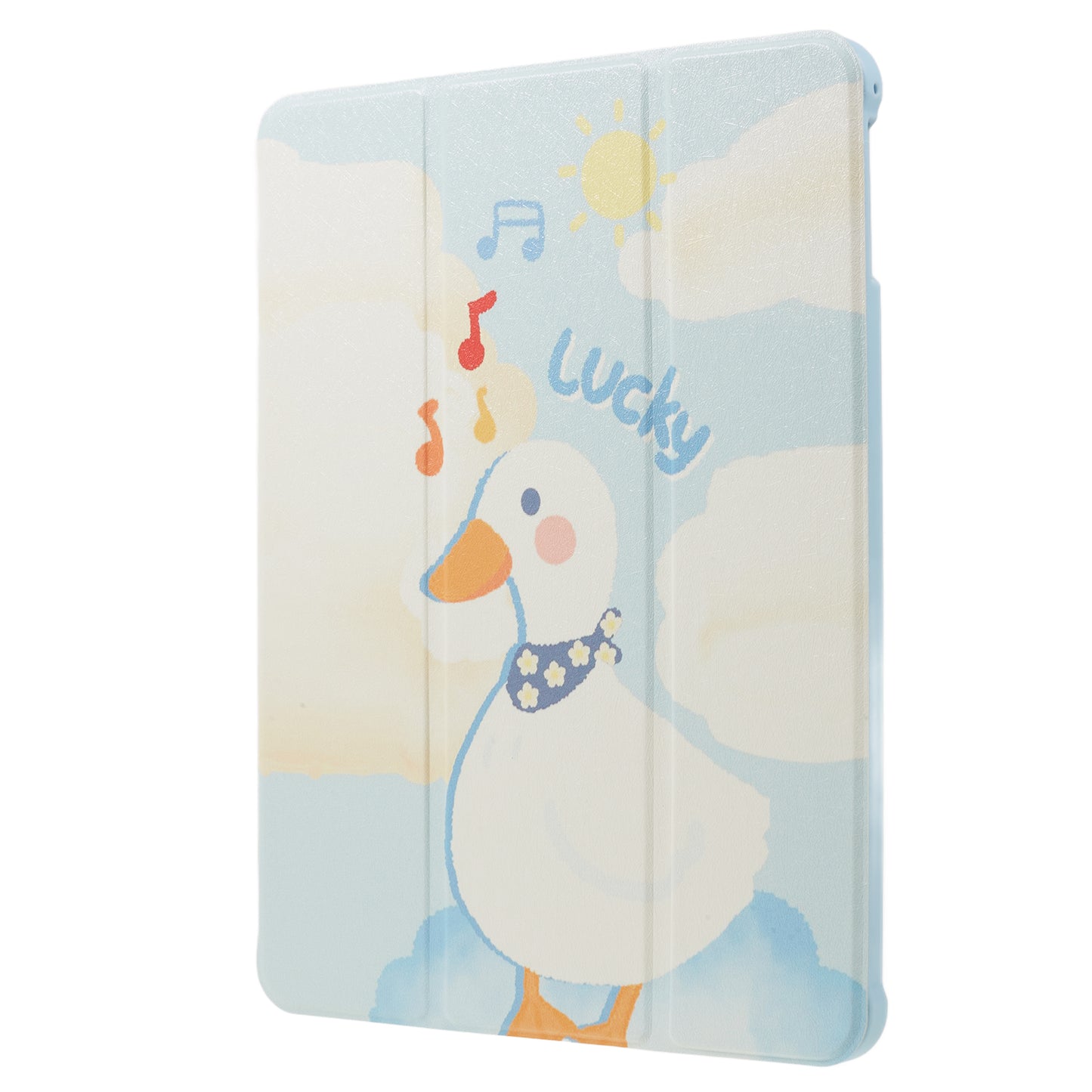 for iPad 9.7-inch (2017) / (2018) / iPad Pro 9.7 inch (2016) Printed Case PU Leather Tablet Cover with Pencil Slot - Duck