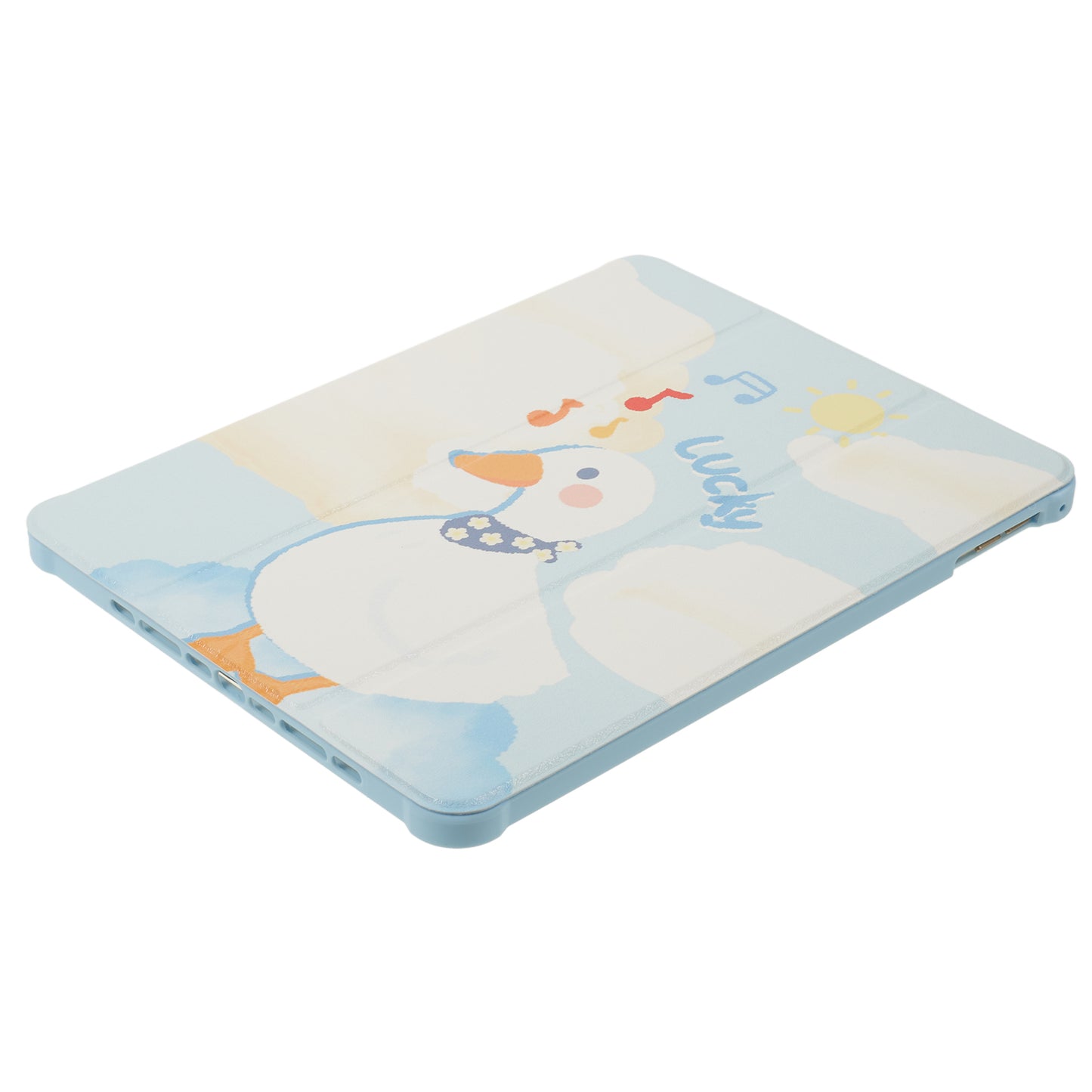 for iPad 9.7-inch (2017) / (2018) / iPad Pro 9.7 inch (2016) Printed Case PU Leather Tablet Cover with Pencil Slot - Duck