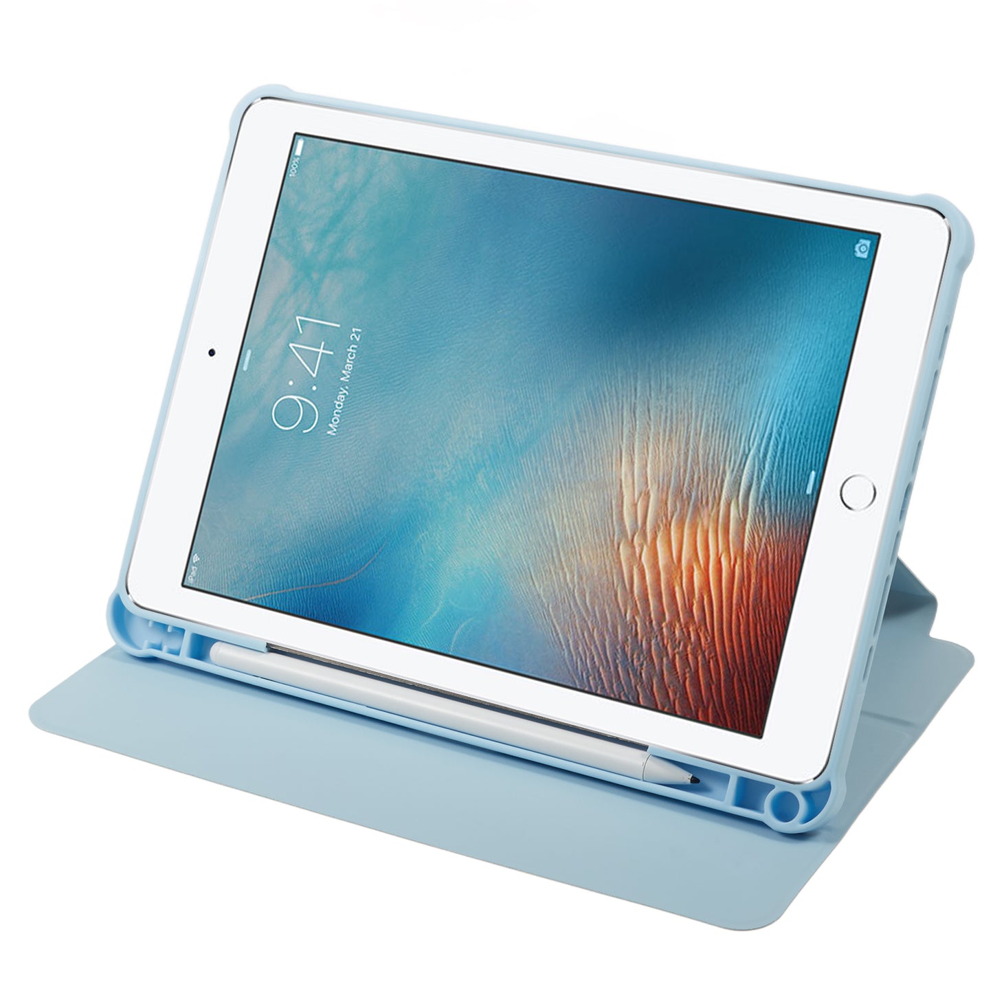 for iPad 9.7-inch (2017) / (2018) / iPad Pro 9.7 inch (2016) Printed Case PU Leather Tablet Cover with Pencil Slot - Duck