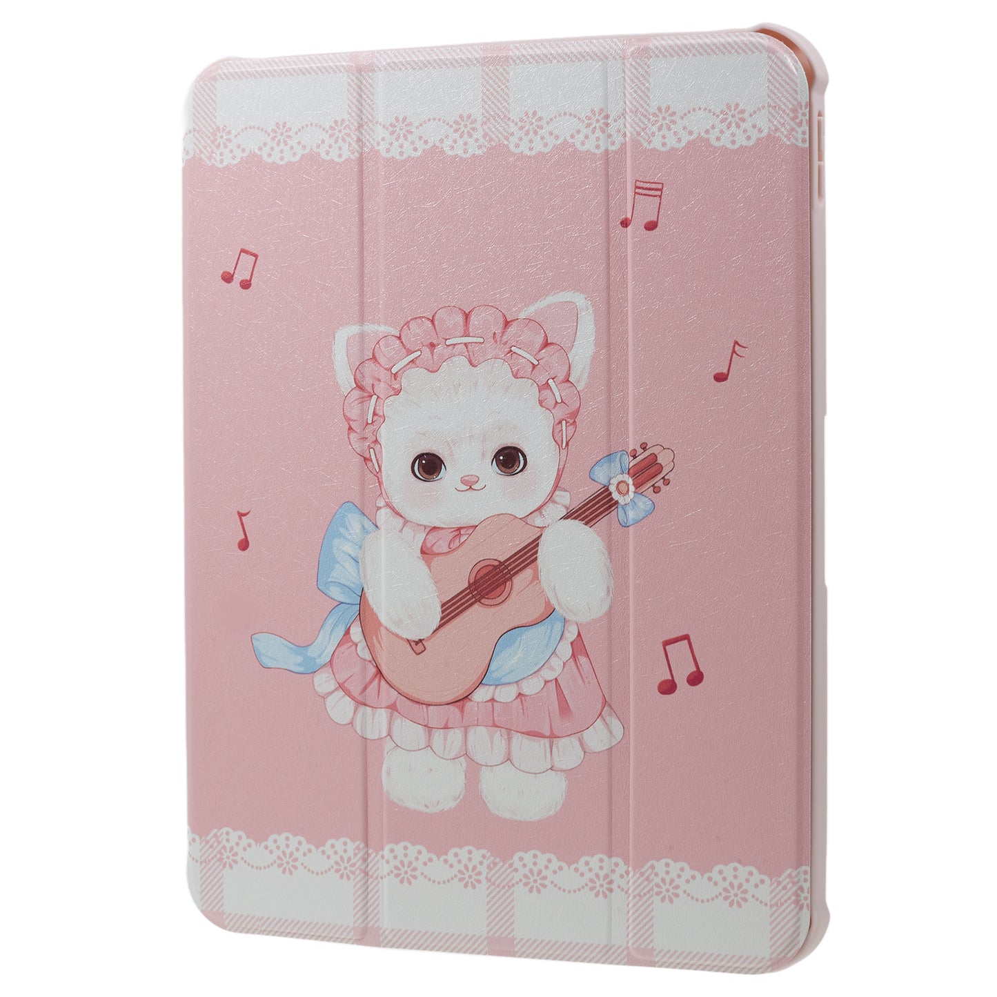 Pattern Printed Tablet Case for iPad 10.9 (2022) 360-Degree Rotating Stand Anti-Drop PU Leather Cover with Pencil Slot - Guitar Cat