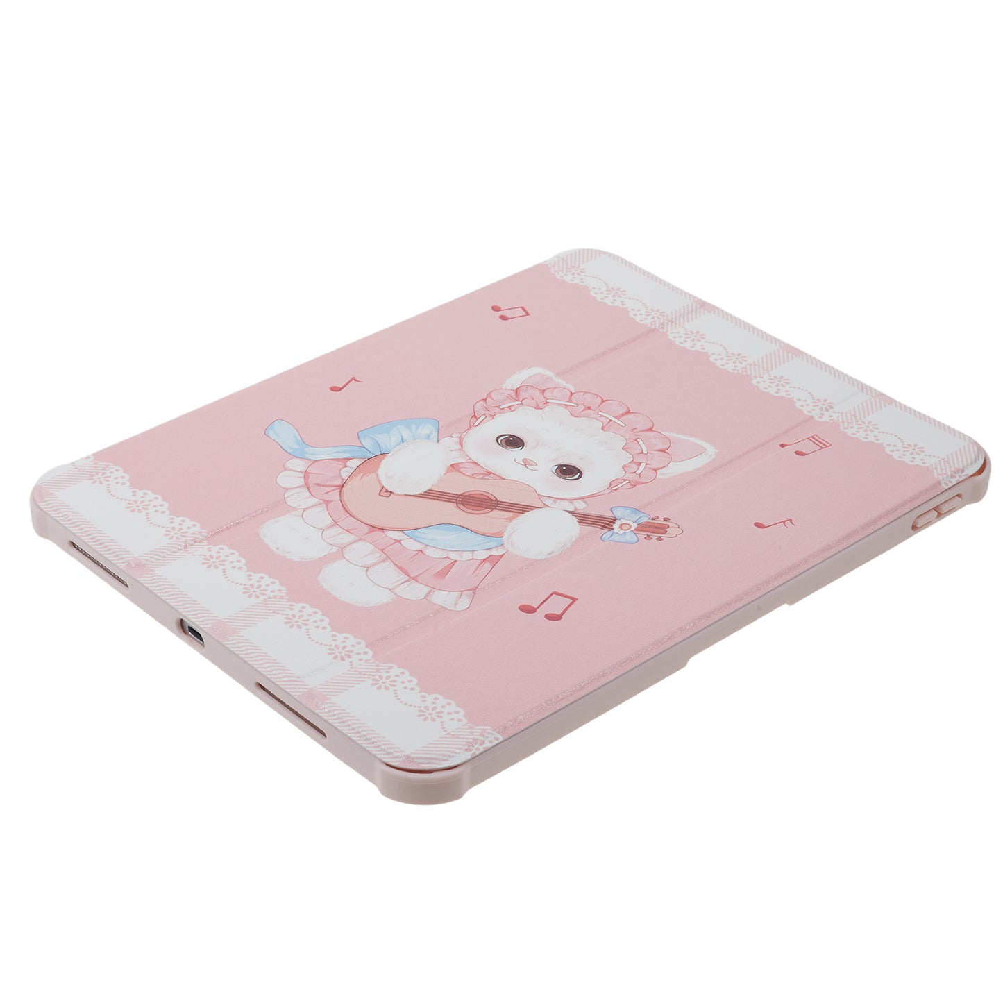 Pattern Printed Tablet Case for iPad 10.9 (2022) 360-Degree Rotating Stand Anti-Drop PU Leather Cover with Pencil Slot - Guitar Cat