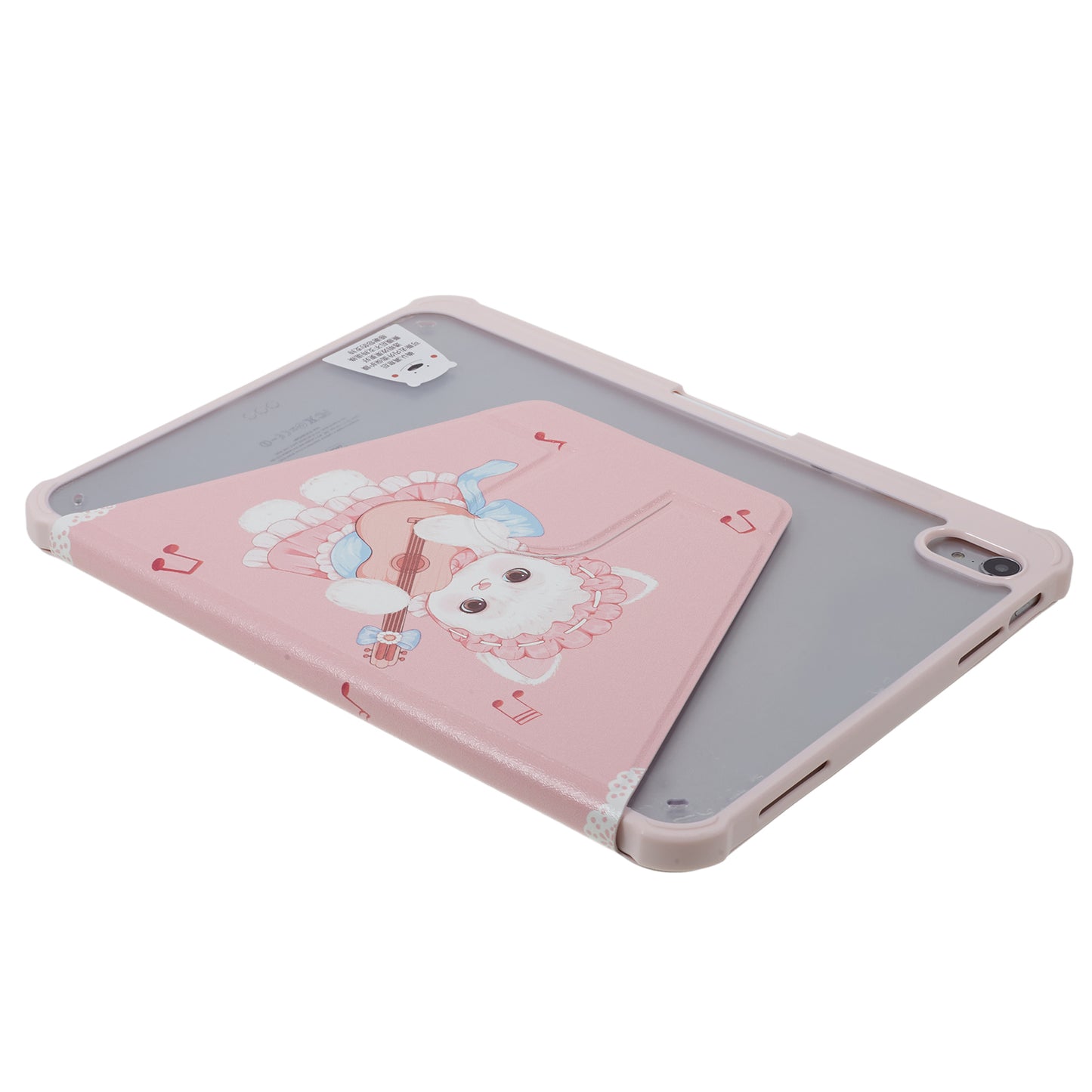 Pattern Printed Tablet Case for iPad 10.9 (2022) 360-Degree Rotating Stand Anti-Drop PU Leather Cover with Pencil Slot - Guitar Cat