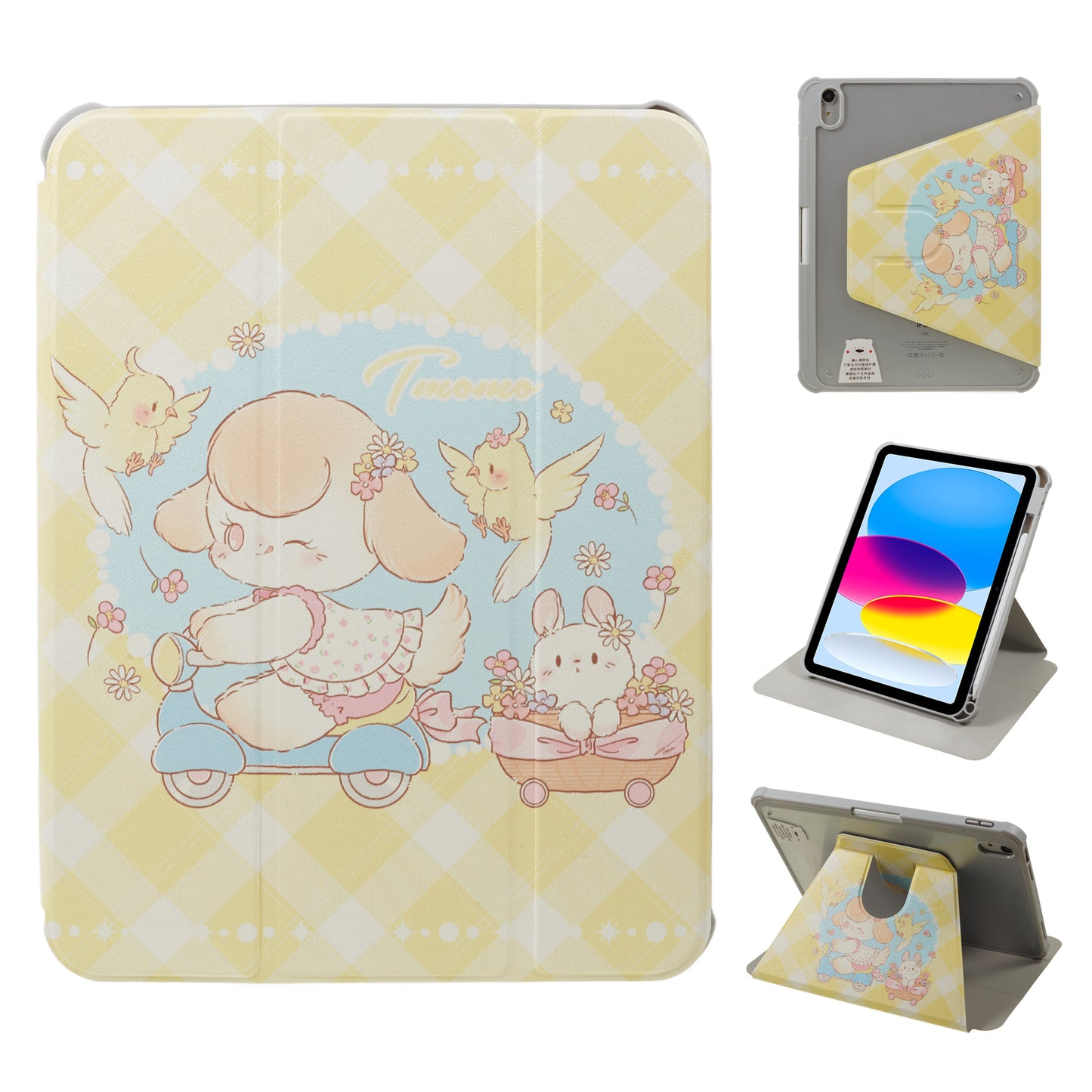 Pattern Printed Tablet Case for iPad 10.9 (2022) 360-Degree Rotating Stand Anti-Drop PU Leather Cover with Pencil Slot - Trolley Girl