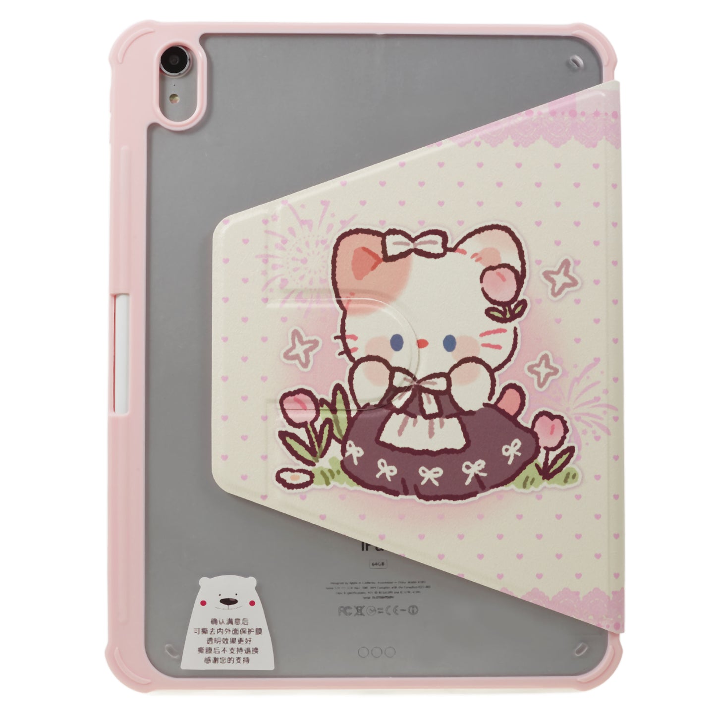 Pattern Printed Tablet Case for iPad 10.9 (2022) 360-Degree Rotating Stand Anti-Drop PU Leather Cover with Pencil Slot - Cute Cat