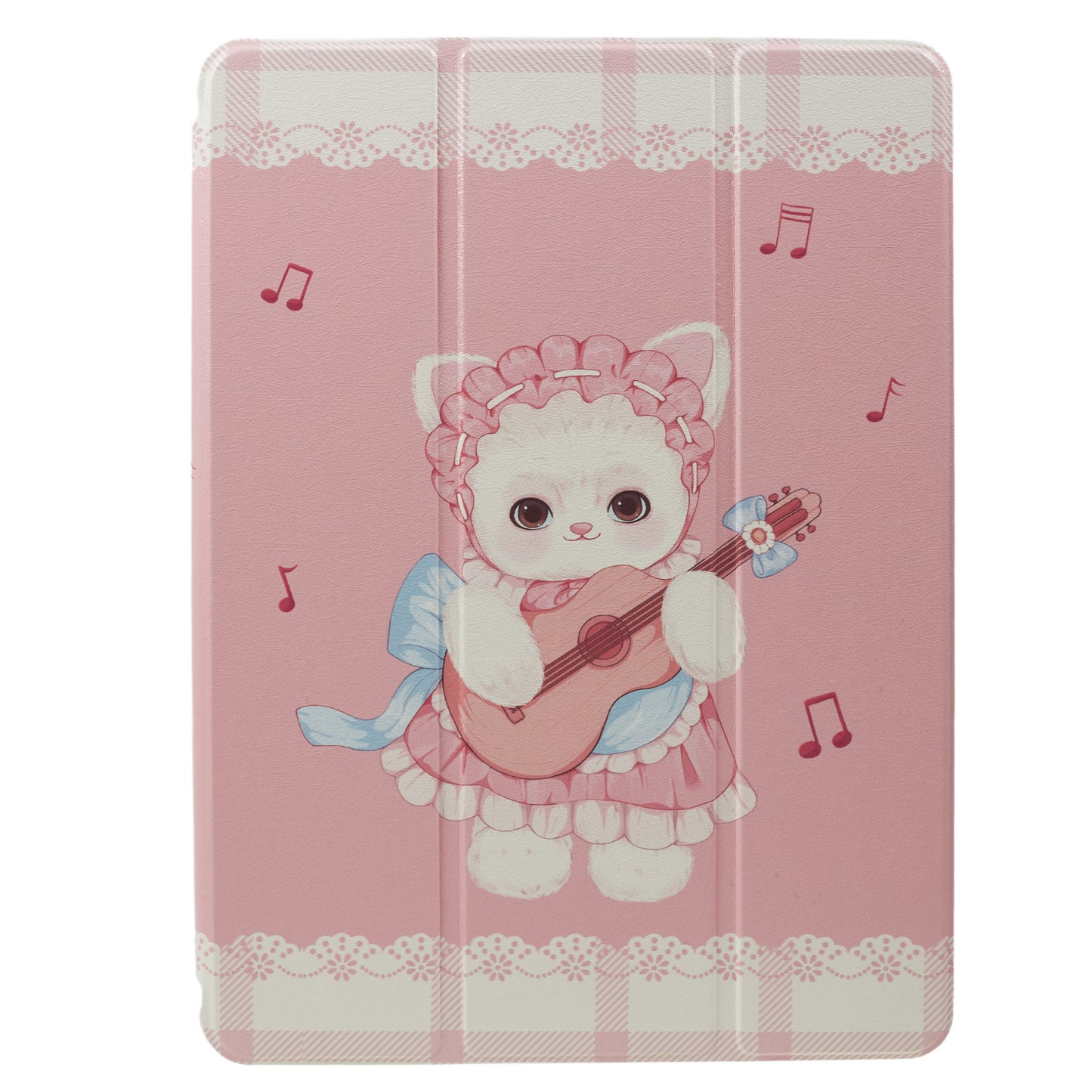 Uniqkart for iPad 10.2 (2021) / (2019) / (2020) / iPad Pro 10.5-inch (2017) Anti-Drop Tablet Case Pattern Printed Leather Cover with Pencil Slot - Guitar Cat