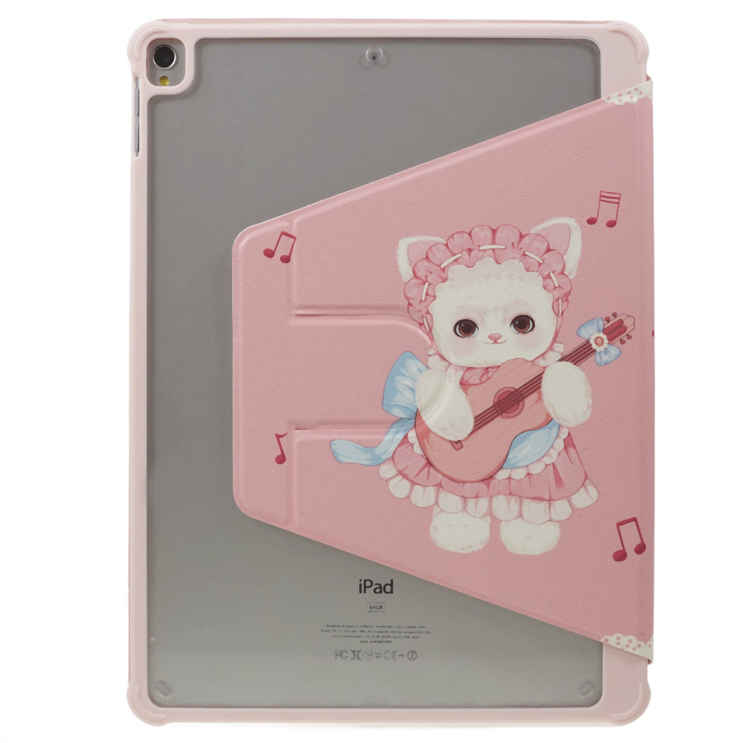 Uniqkart for iPad 10.2 (2021) / (2019) / (2020) / iPad Pro 10.5-inch (2017) Anti-Drop Tablet Case Pattern Printed Leather Cover with Pencil Slot - Guitar Cat