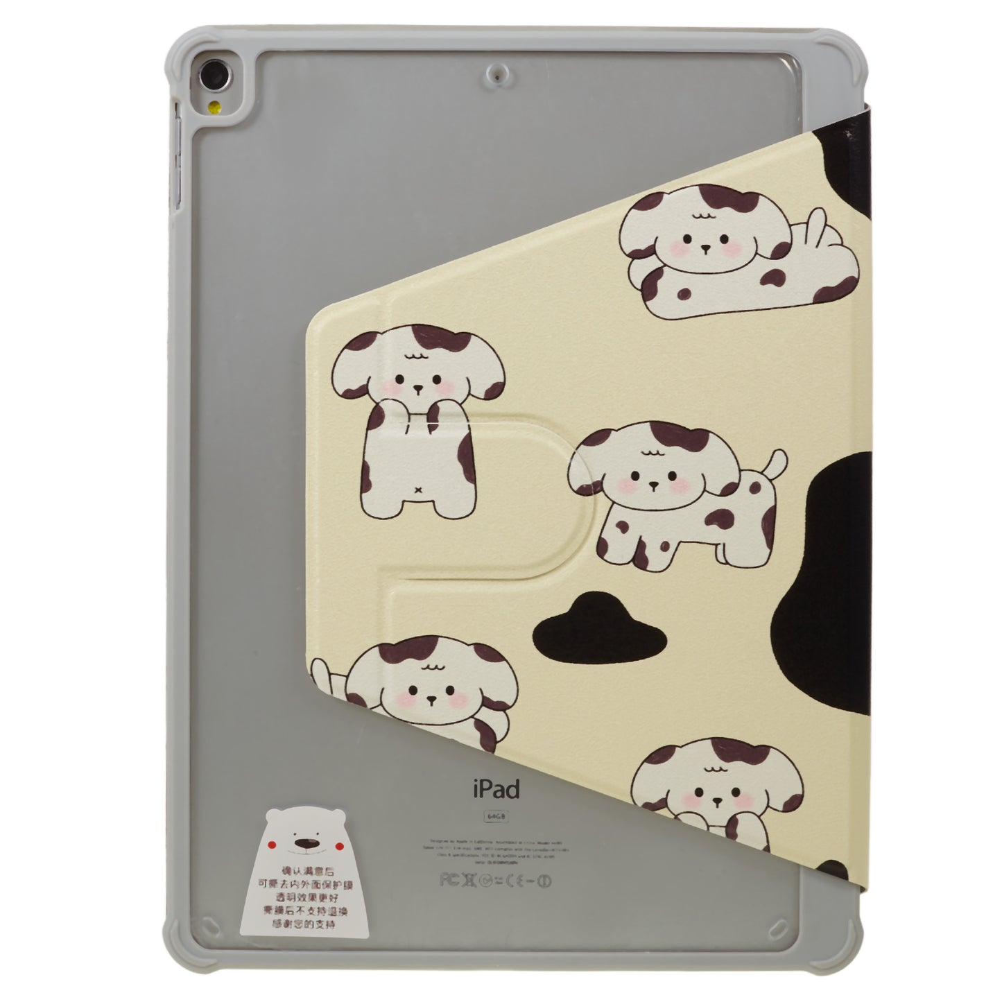for iPad 10.2 (2021) / (2019) / (2020) / iPad Pro 10.5-inch (2017) Anti-Drop Tablet Case Pattern Printed Leather Cover with Pencil Slot - Black / White Dog