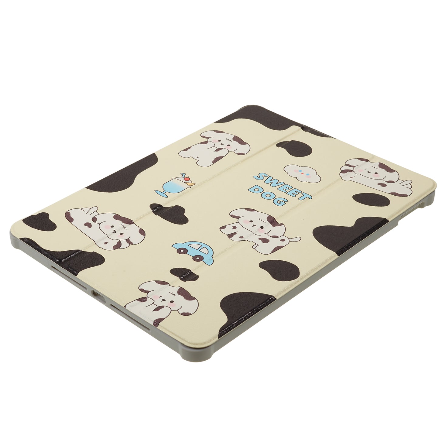 for iPad 10.2 (2021) / (2019) / (2020) / iPad Pro 10.5-inch (2017) Anti-Drop Tablet Case Pattern Printed Leather Cover with Pencil Slot - Black / White Dog