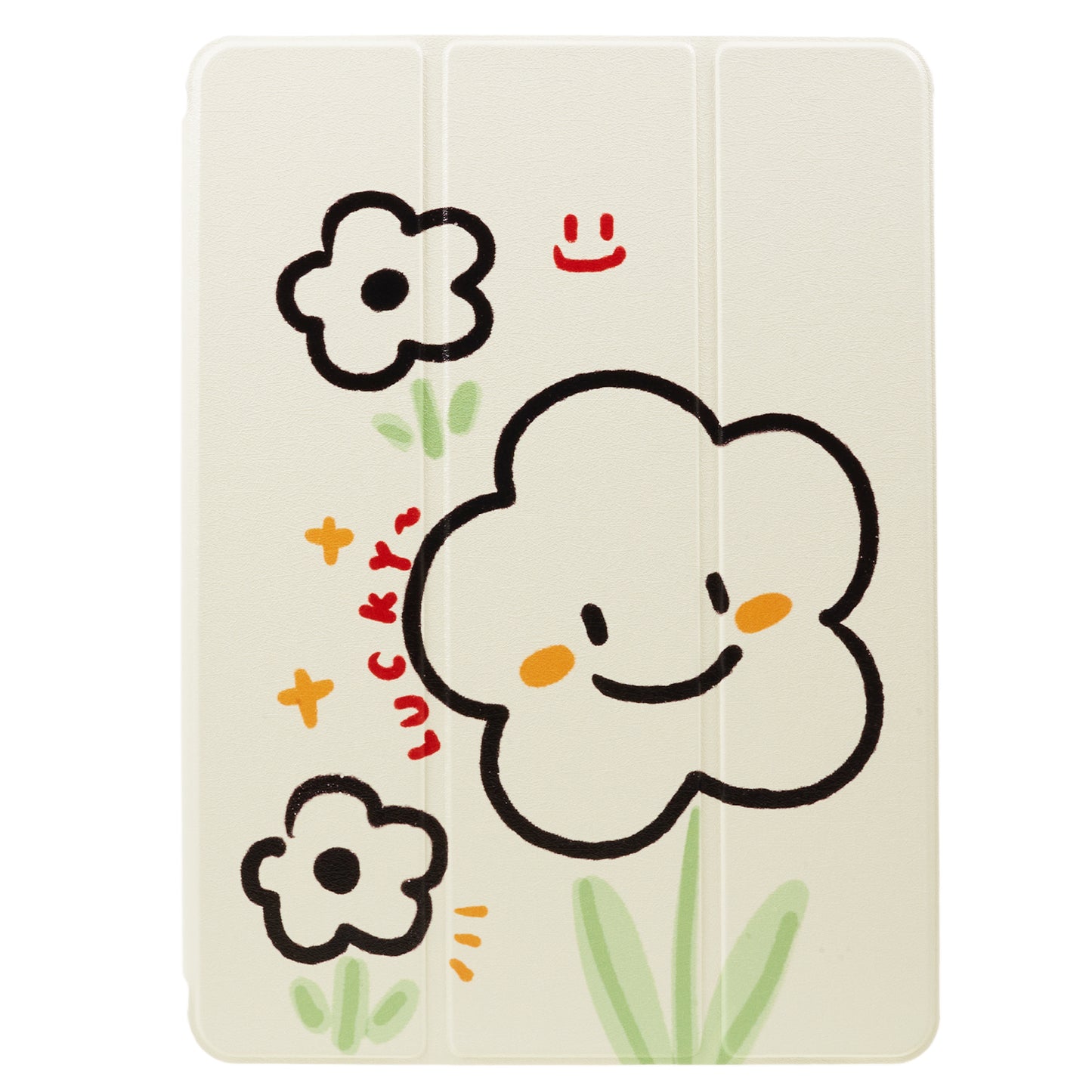 Uniqkart for iPad 10.2 (2021) / (2019) / (2020) / iPad Pro 10.5-inch (2017) Anti-Drop Tablet Case Pattern Printed Leather Cover with Pencil Slot - Smile Flower