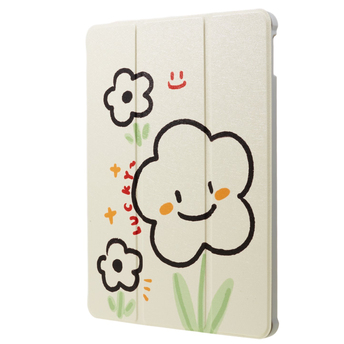 Uniqkart for iPad 10.2 (2021) / (2019) / (2020) / iPad Pro 10.5-inch (2017) Anti-Drop Tablet Case Pattern Printed Leather Cover with Pencil Slot - Smile Flower
