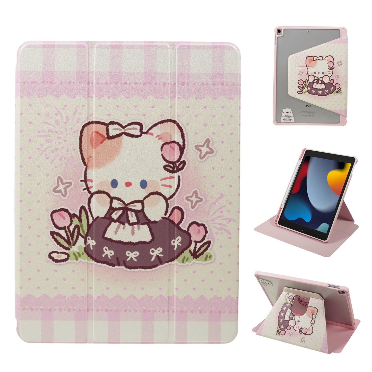 for iPad 10.2 (2021) / (2019) / (2020) / iPad Pro 10.5-inch (2017) Anti-Drop Tablet Case Pattern Printed Leather Cover with Pencil Slot - Cute Cat