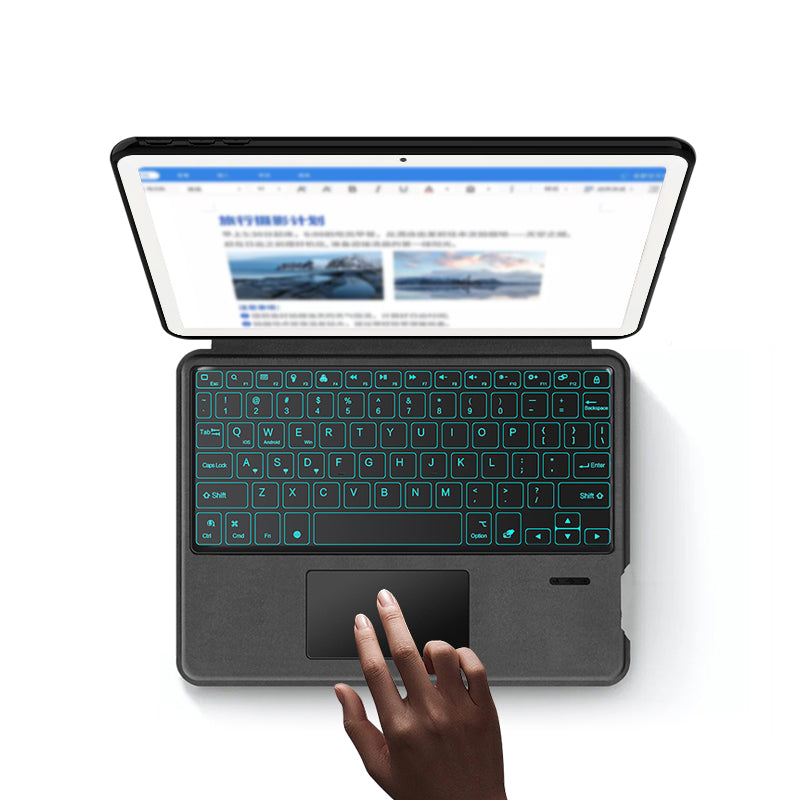 Uniqkart for Google Pixel Tablet PU Leather Stand Case with Backlit Keyboard, Multi-Touch Trackpad