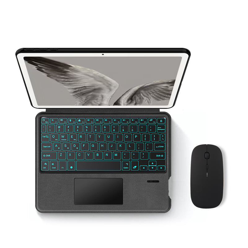 Uniqkart for Google Pixel Tablet PU Leather Stand Case with Backlit Keyboard, Multi-Touch Trackpad