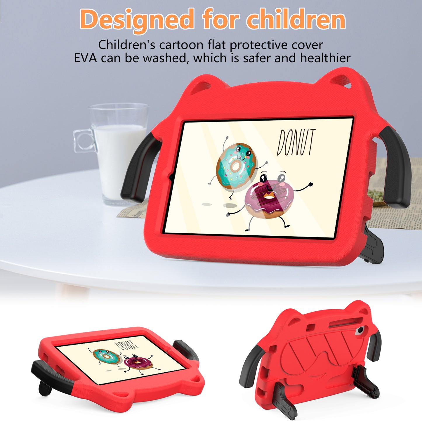 for Samsung Galaxy Tab A 8.4 (2020) / Lenovo Tab M8 Gen 4 / Tab M8 (3rd Gen) / M8 / Huawei MatePad T8 / M5 Lite 8 / TCL Tab 8 4G / Tab 8 LE Kickstand EVA+PC Case - Red