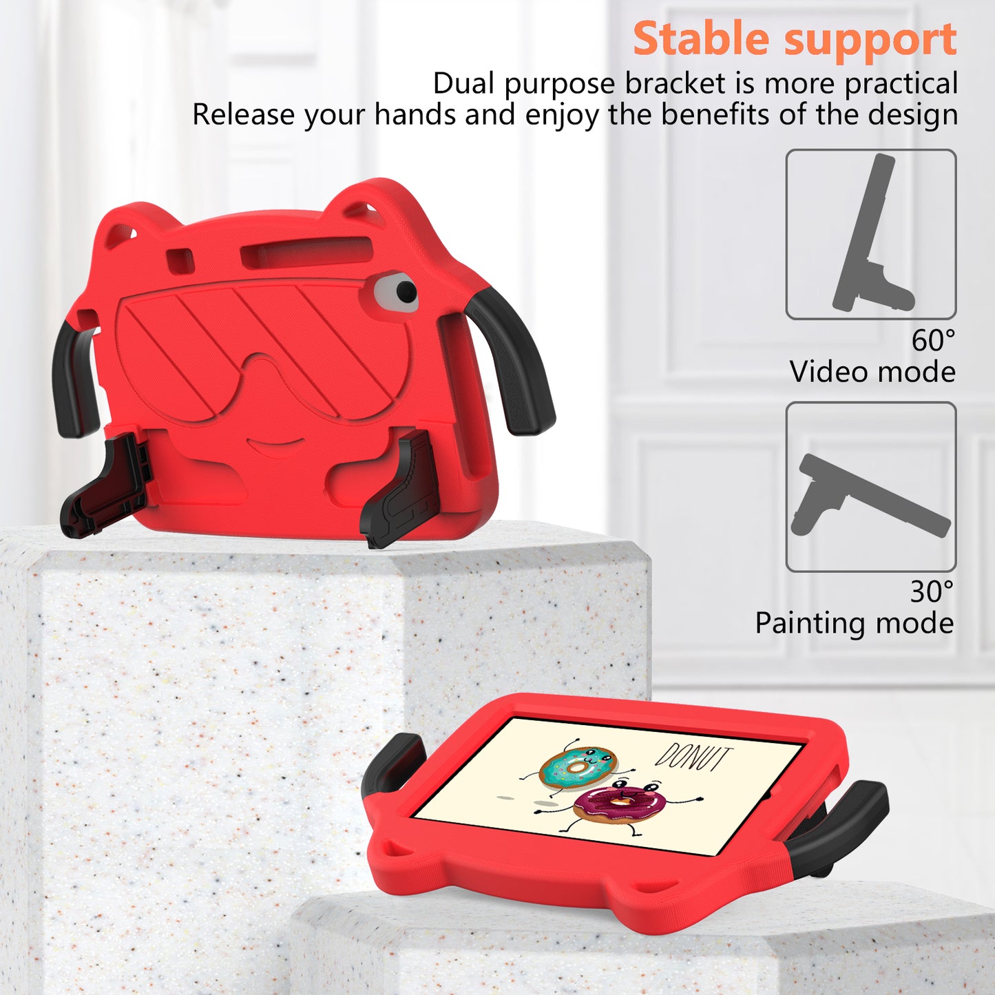 for Samsung Galaxy Tab A 8.4 (2020) / Lenovo Tab M8 Gen 4 / Tab M8 (3rd Gen) / M8 / Huawei MatePad T8 / M5 Lite 8 / TCL Tab 8 4G / Tab 8 LE Kickstand EVA+PC Case - Red