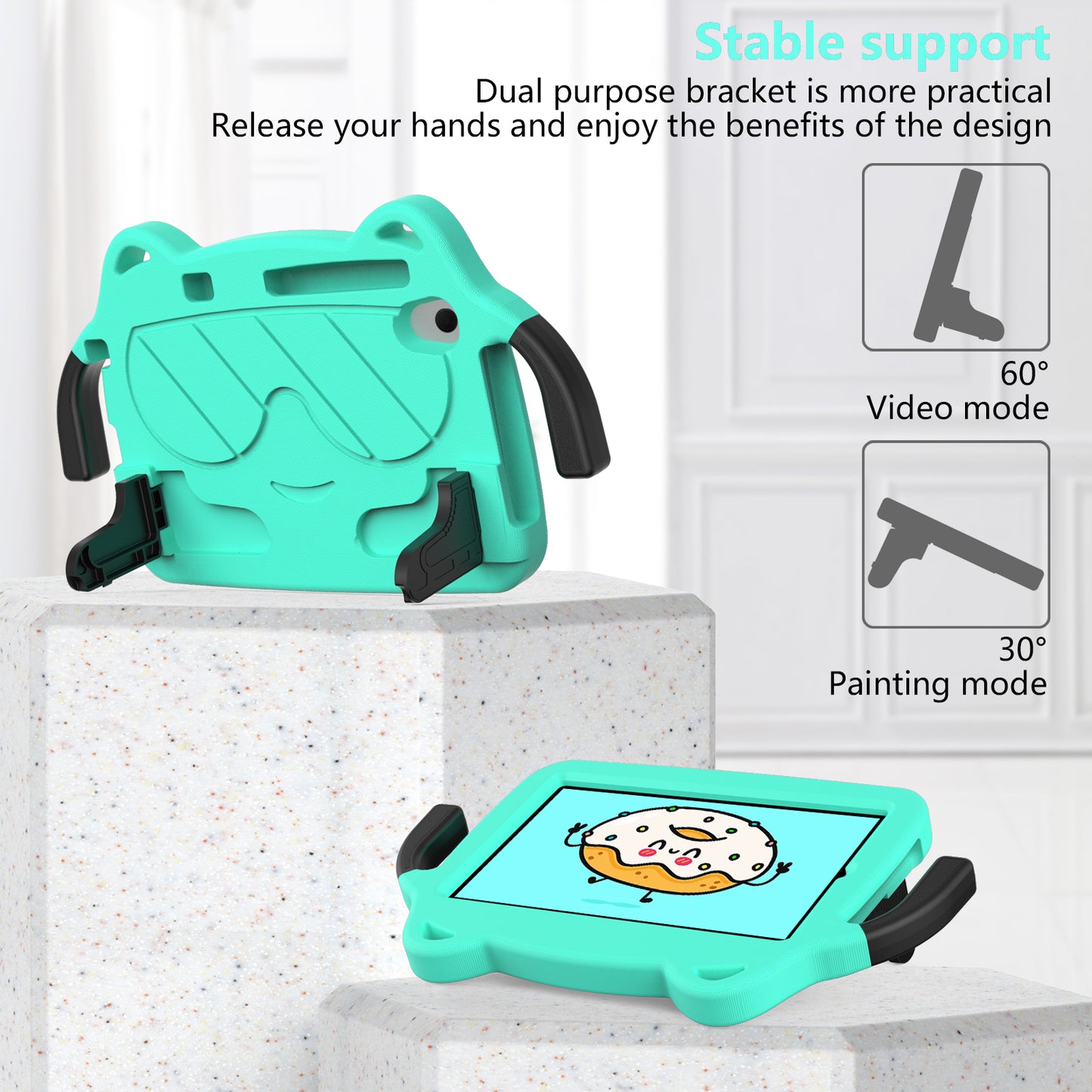 for Samsung Galaxy Tab A 8.4 (2020) / Lenovo Tab M8 Gen 4 / Tab M8 (3rd Gen) / M8 / Huawei MatePad T8 / M5 Lite 8 / TCL Tab 8 4G / Tab 8 LE Kickstand EVA+PC Case - Green