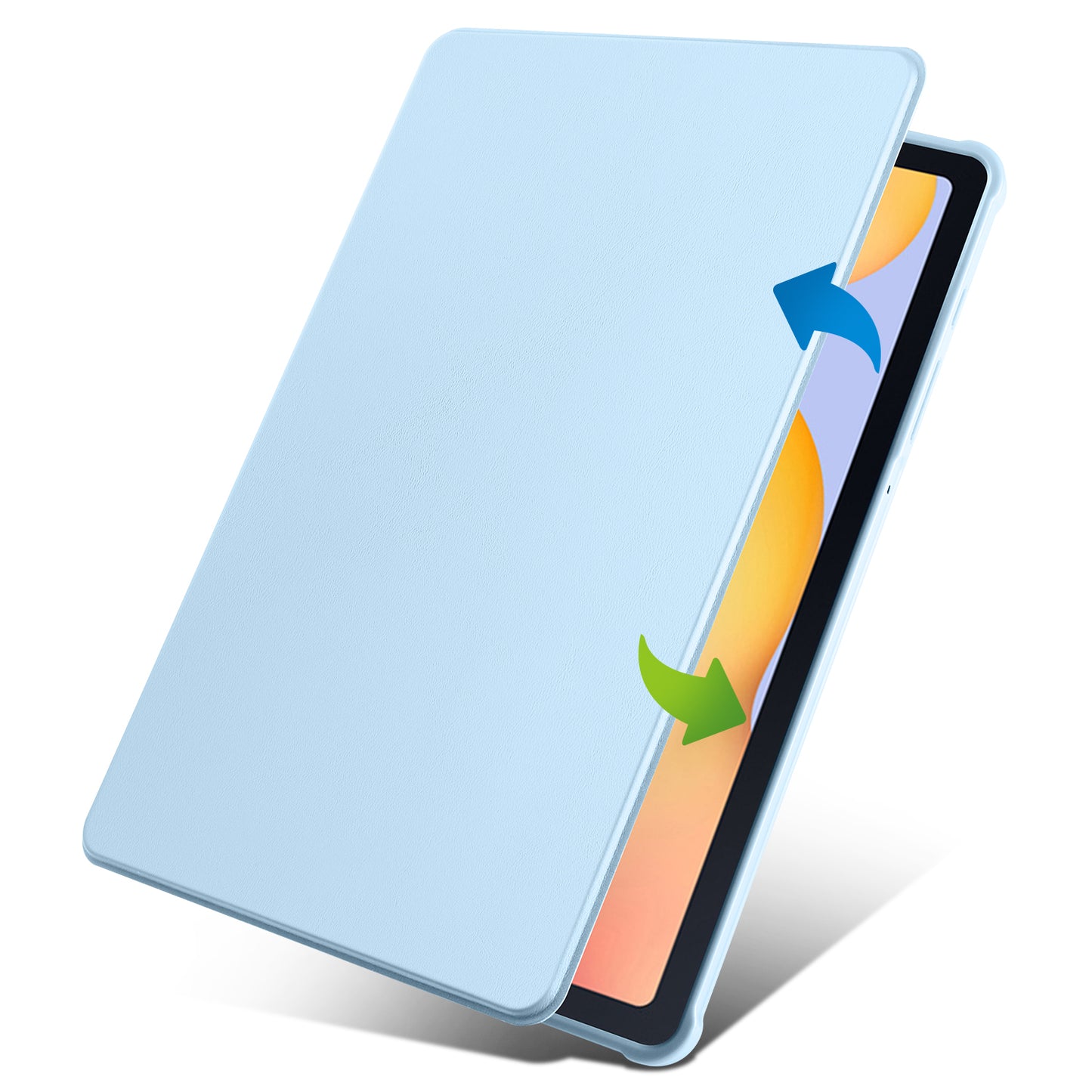 Uniqkart for Samsung Galaxy Tab S6 Lite / S6 Lite (2022) Anti-Drop Tablet Case 360-Degree Rotating Stand PU Leather Acrylic Cover - Baby Blue