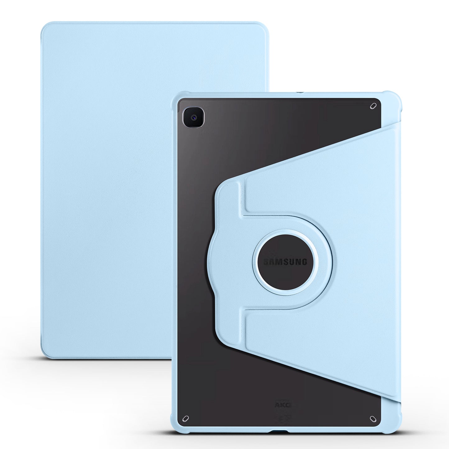 Uniqkart for Samsung Galaxy Tab S6 Lite / S6 Lite (2022) Anti-Drop Tablet Case 360-Degree Rotating Stand PU Leather Acrylic Cover - Baby Blue