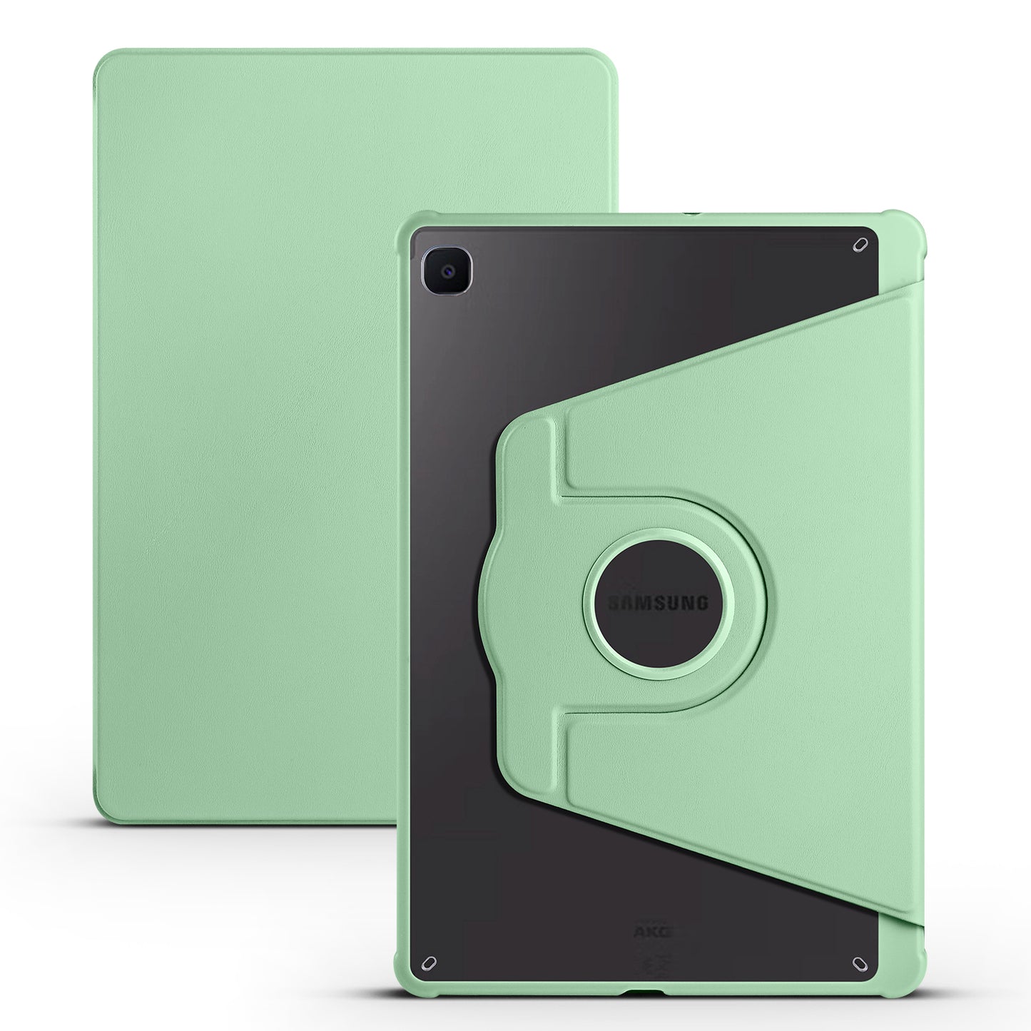 Uniqkart for Samsung Galaxy Tab S6 Lite / S6 Lite (2022) Anti-Drop Tablet Case 360-Degree Rotating Stand PU Leather Acrylic Cover - Matcha Green