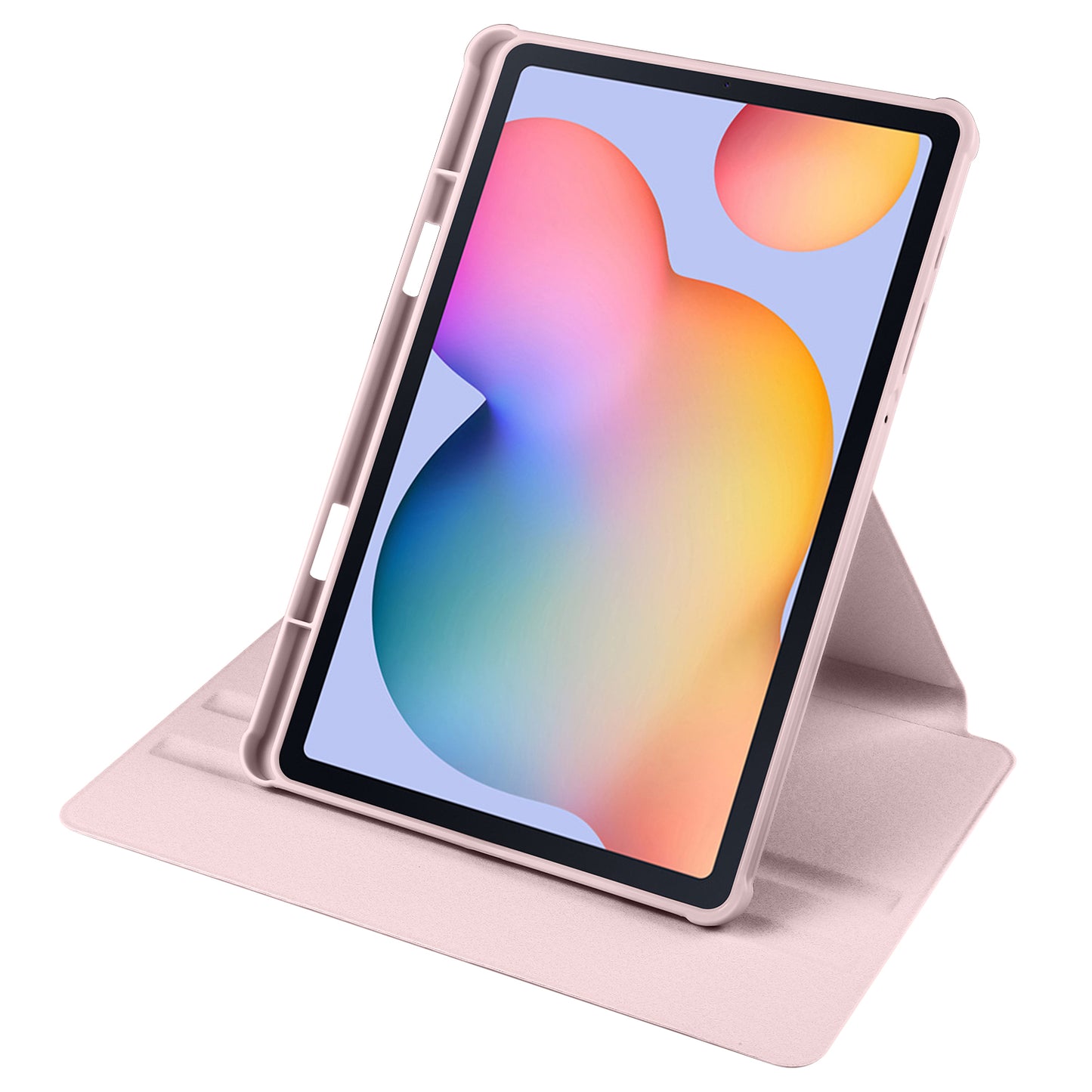 Uniqkart for Samsung Galaxy Tab S6 Lite / S6 Lite (2022) Anti-Drop Tablet Case 360-Degree Rotating Stand PU Leather Acrylic Cover - Pink