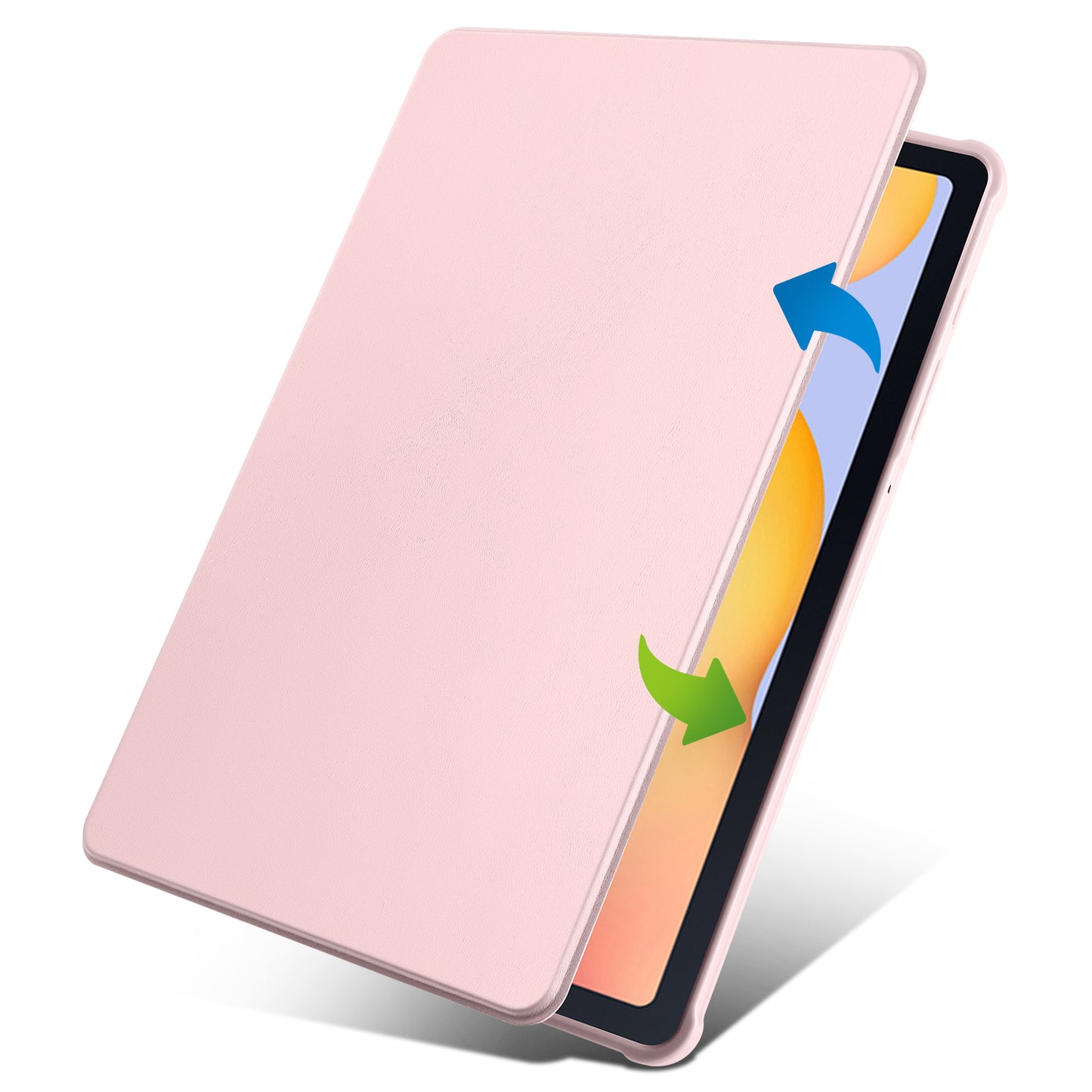 Uniqkart for Samsung Galaxy Tab S6 Lite / S6 Lite (2022) Anti-Drop Tablet Case 360-Degree Rotating Stand PU Leather Acrylic Cover - Pink