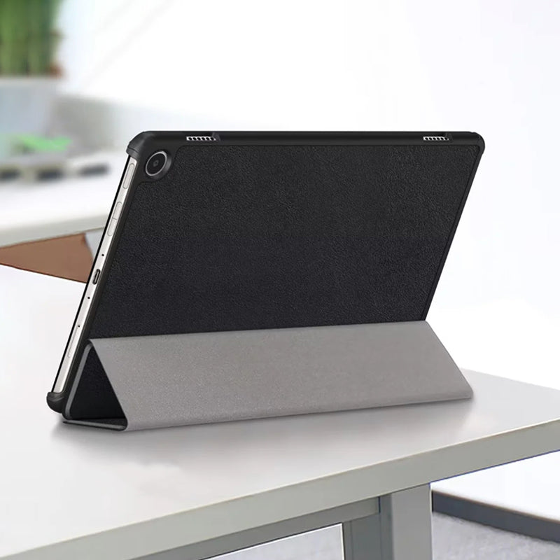 Uniqkart for Amazon Fire Max 11 Tri-fold Stand Tablet Case PU Leather Auto Wake / Sleep Full Body Protection Cover - Black