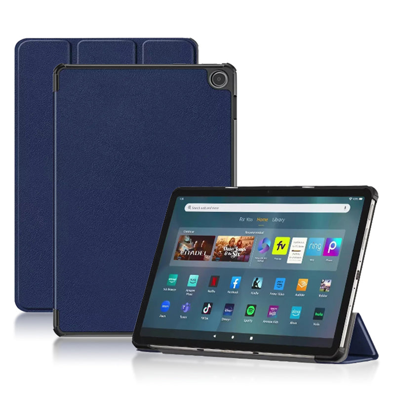 Uniqkart for Amazon Fire Max 11 Tri-fold Stand Tablet Case PU Leather Auto Wake / Sleep Full Body Protection Cover - Blue
