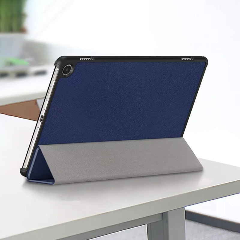 Uniqkart for Amazon Fire Max 11 Tri-fold Stand Tablet Case PU Leather Auto Wake / Sleep Full Body Protection Cover - Blue