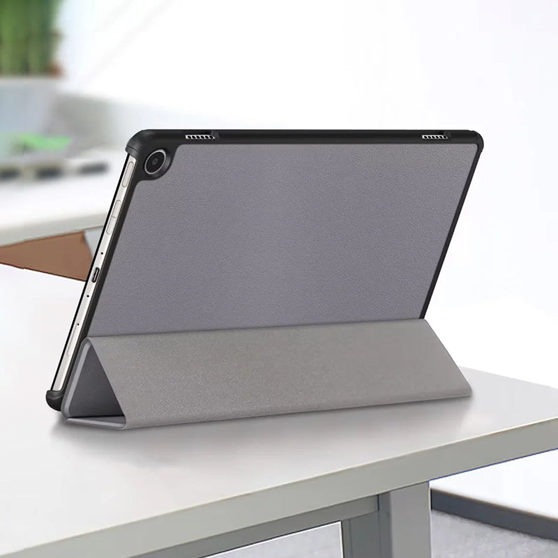 Uniqkart for Amazon Fire Max 11 Tri-fold Stand Tablet Case PU Leather Auto Wake / Sleep Full Body Protection Cover - Grey