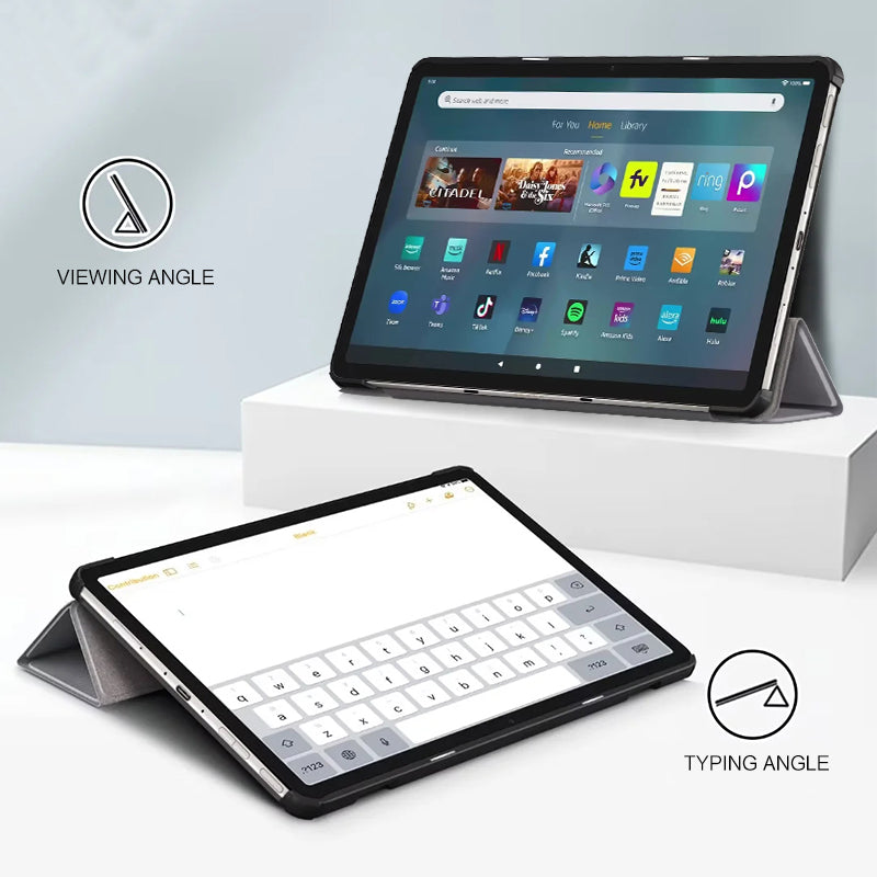 Uniqkart for Amazon Fire Max 11 Tri-fold Stand Tablet Case PU Leather Auto Wake / Sleep Full Body Protection Cover - Grey