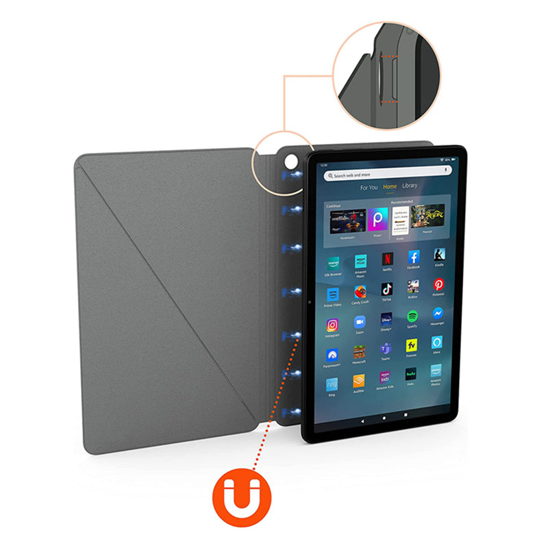 Uniqkart for Amazon Fire Max 11 PU Leather Tablet Case Slim Folding Kickstand Folio Magnetic Cover - Black