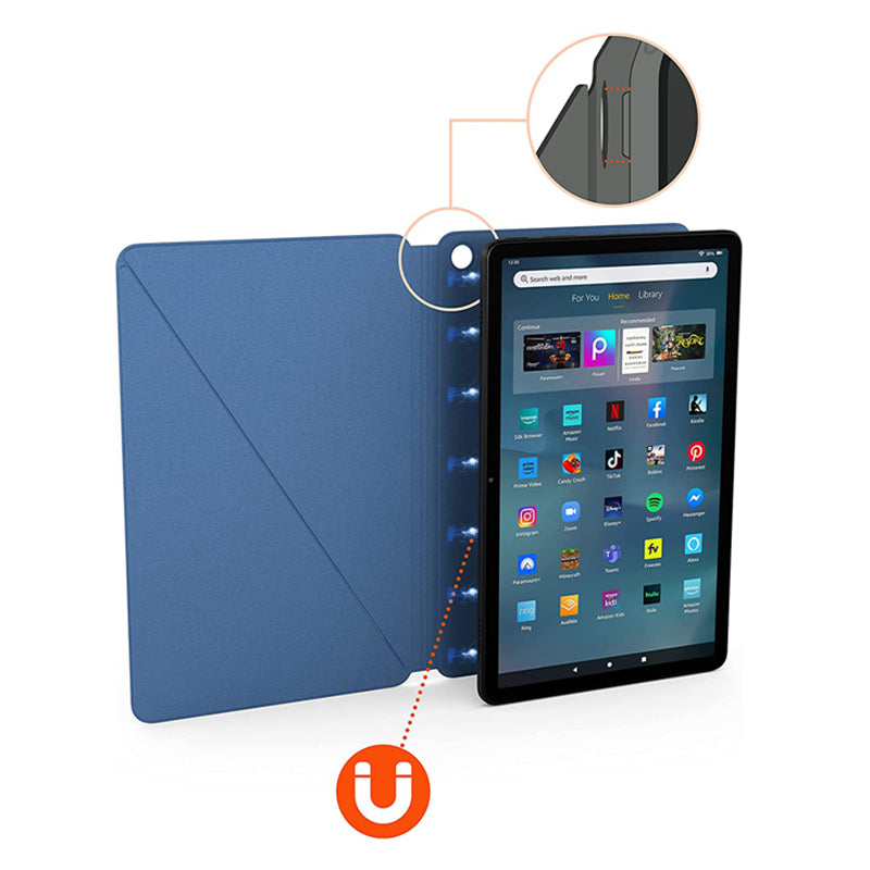Uniqkart for Amazon Fire Max 11 PU Leather Tablet Case Slim Folding Kickstand Folio Magnetic Cover - Blue