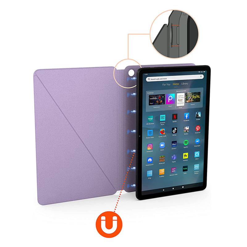 Uniqkart for Amazon Fire Max 11 PU Leather Tablet Case Slim Folding Kickstand Folio Magnetic Cover - Purple