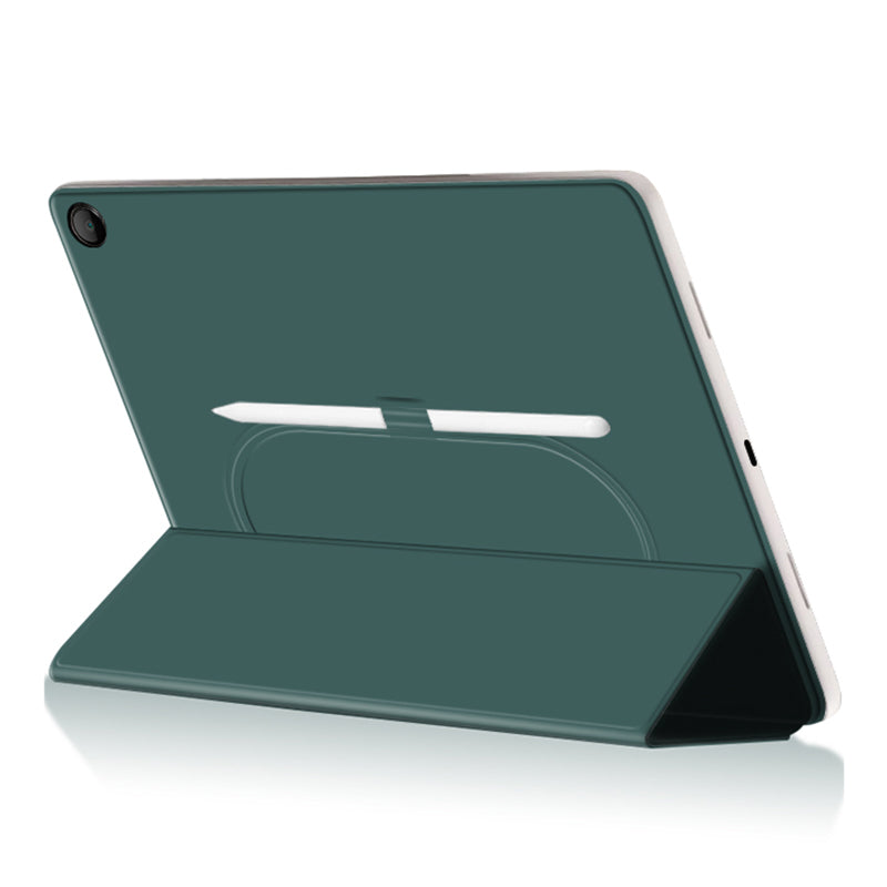 Uniqkart for Google Pixel Tablet Trifold Stand Magnetic Leather Tablet Cover Pen Holder Case with Hole Uniqkart for Charger Speaker Dock - Green