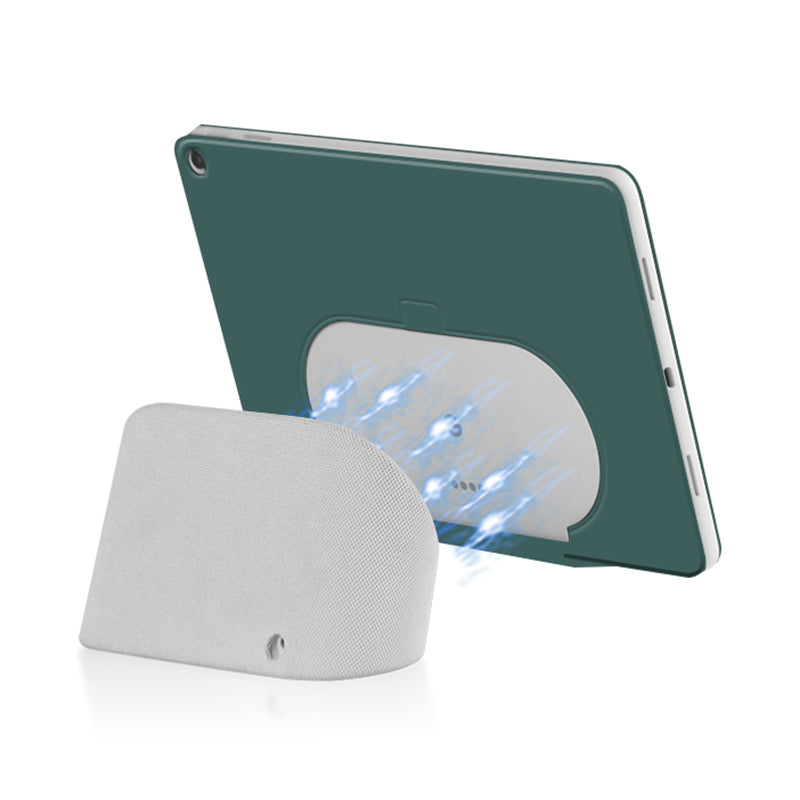 Uniqkart for Google Pixel Tablet Trifold Stand Magnetic Leather Tablet Cover Pen Holder Case with Hole Uniqkart for Charger Speaker Dock - Green