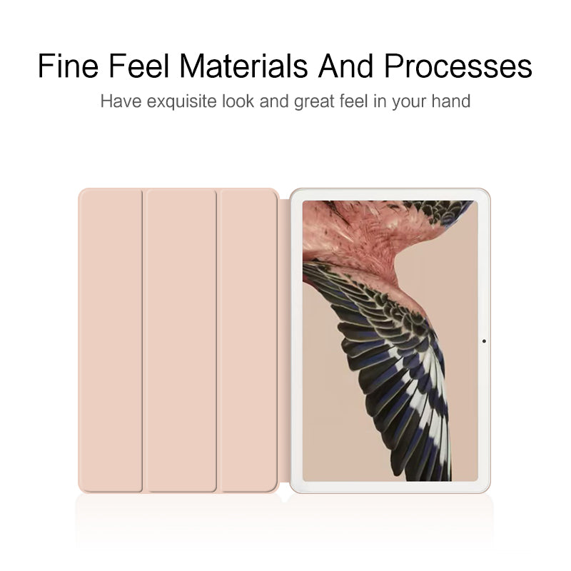 Uniqkart for Google Pixel Tablet Trifold Stand Magnetic Leather Tablet Cover Pen Holder Case with Hole Uniqkart for Charger Speaker Dock - Pink