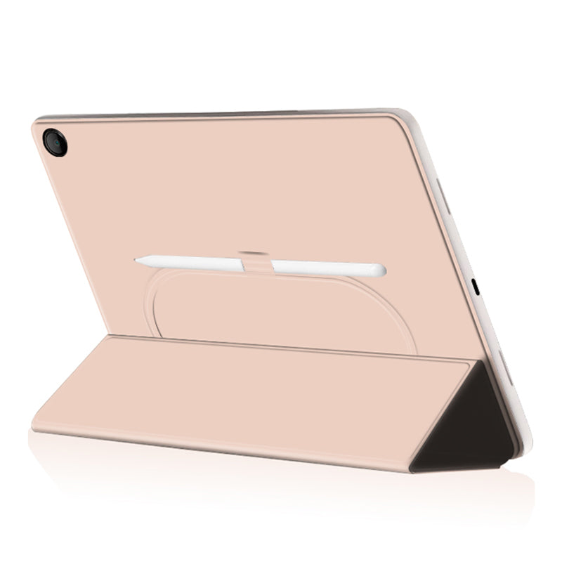 Uniqkart for Google Pixel Tablet Trifold Stand Magnetic Leather Tablet Cover Pen Holder Case with Hole Uniqkart for Charger Speaker Dock - Pink