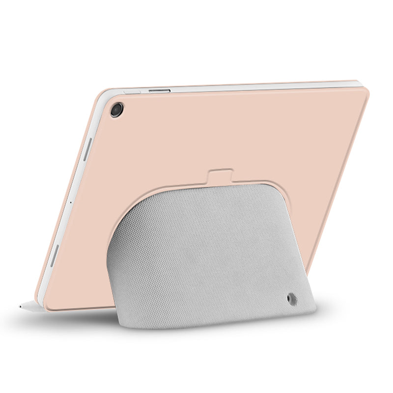 Uniqkart for Google Pixel Tablet Trifold Stand Magnetic Leather Tablet Cover Pen Holder Case with Hole Uniqkart for Charger Speaker Dock - Pink