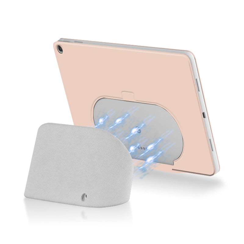 Uniqkart for Google Pixel Tablet Trifold Stand Magnetic Leather Tablet Cover Pen Holder Case with Hole Uniqkart for Charger Speaker Dock - Pink