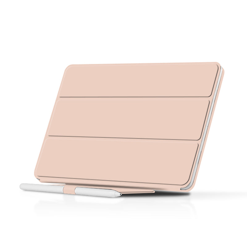 Uniqkart for Google Pixel Tablet Trifold Stand Magnetic Leather Tablet Cover Pen Holder Case with Hole Uniqkart for Charger Speaker Dock - Pink