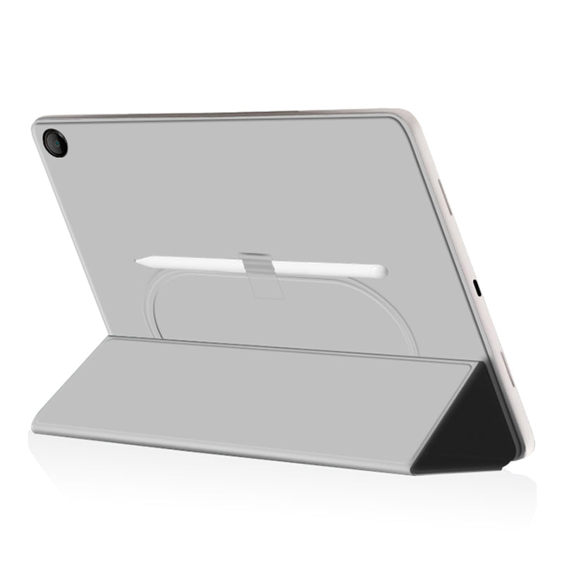 Uniqkart for Google Pixel Tablet Trifold Stand Magnetic Leather Tablet Cover Pen Holder Case with Hole Uniqkart for Charger Speaker Dock - Grey