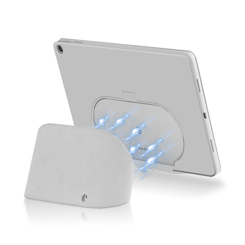 Uniqkart for Google Pixel Tablet Trifold Stand Magnetic Leather Tablet Cover Pen Holder Case with Hole Uniqkart for Charger Speaker Dock - Grey