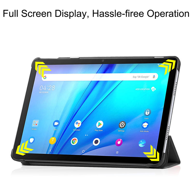 Tri-fold Stand Tablet Case for TCL NxtPaper 10s , PU Leather Cover with Auto Sleep / Wake - Black