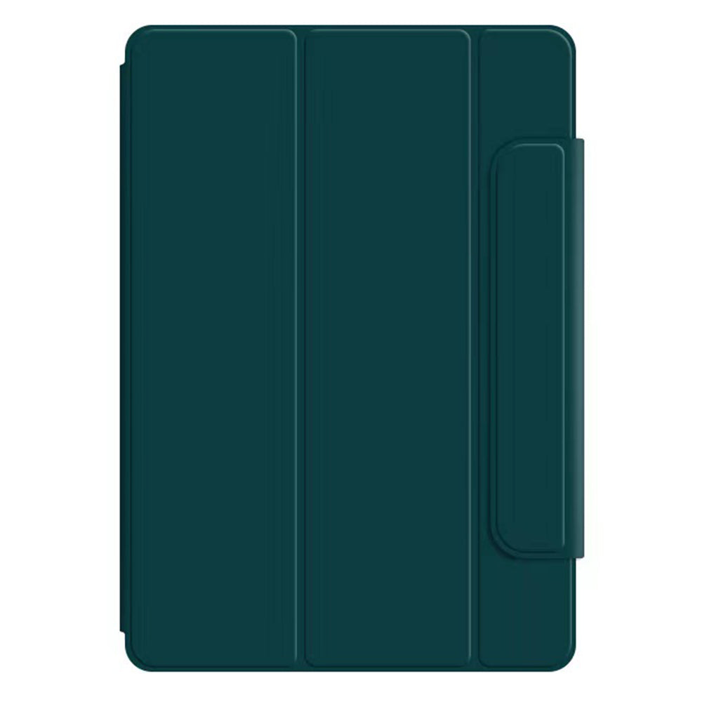 Uniqkart for Google Pixel Tablet Tri-fold Stand Cover PU Leather Magnetic Absorption Smart Tablet Case - Blackish Green