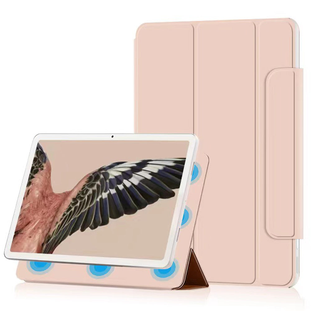 Uniqkart for Google Pixel Tablet Tri-fold Stand Cover PU Leather Magnetic Absorption Smart Tablet Case - Pink